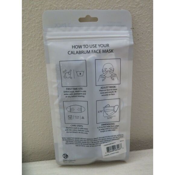 Calabrum Face Masks Reusable 3 Pack Kids 3+ Reversible Cotton Cute Animal Prints - Picture 2 of 2